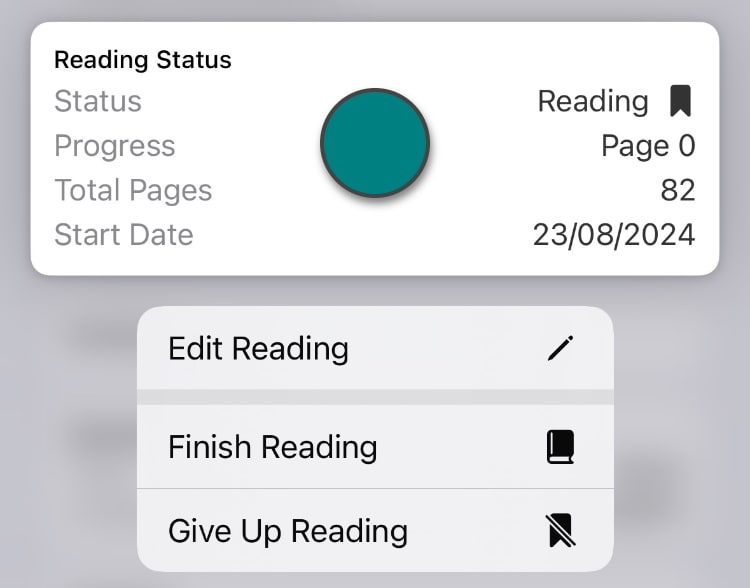 Long tap the reading status block to reveal an edit menu