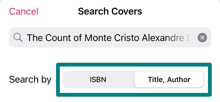 How to search for a cover online by using either the ISBN or the book's title