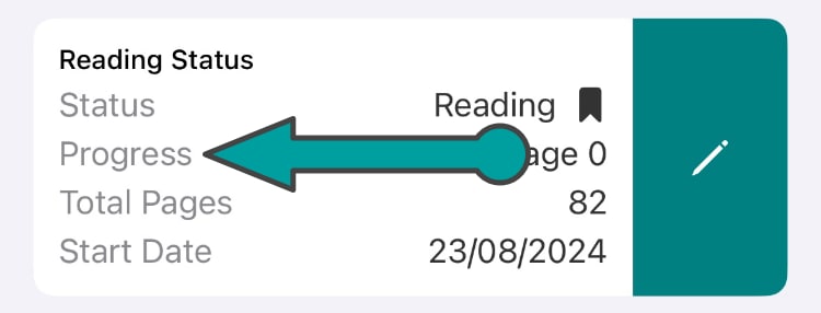 Swipe the reading status block to track progress